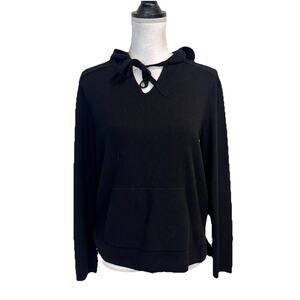 Banana Republic Pullover Sweater Hoodie size Small Black Kangaroo Pocket Boho